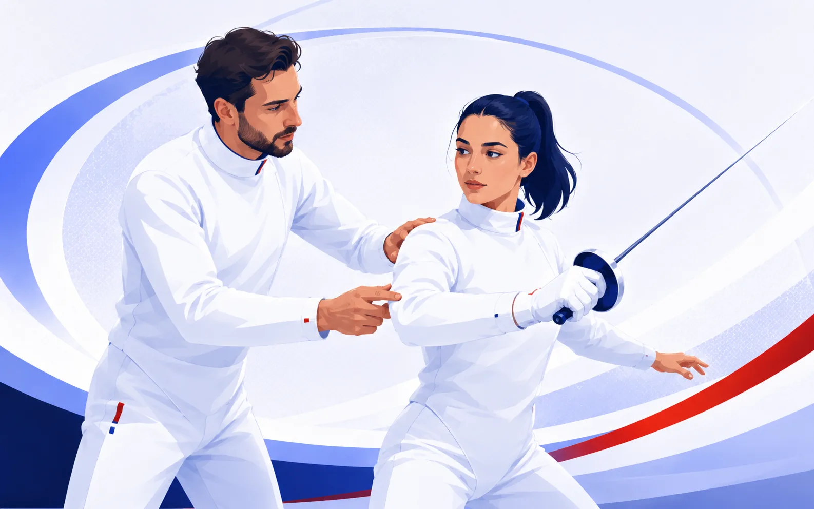 Illustration : leçon individuelle avec le maître d’armes